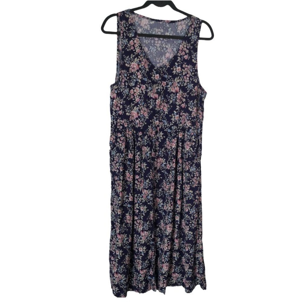 Vintage  Floral Grunge Cottagecore Rayon Midi Maxi Dress